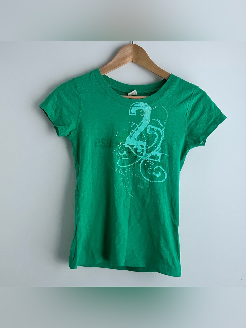 Y2K Hollister Bright Green Graphic Tee M